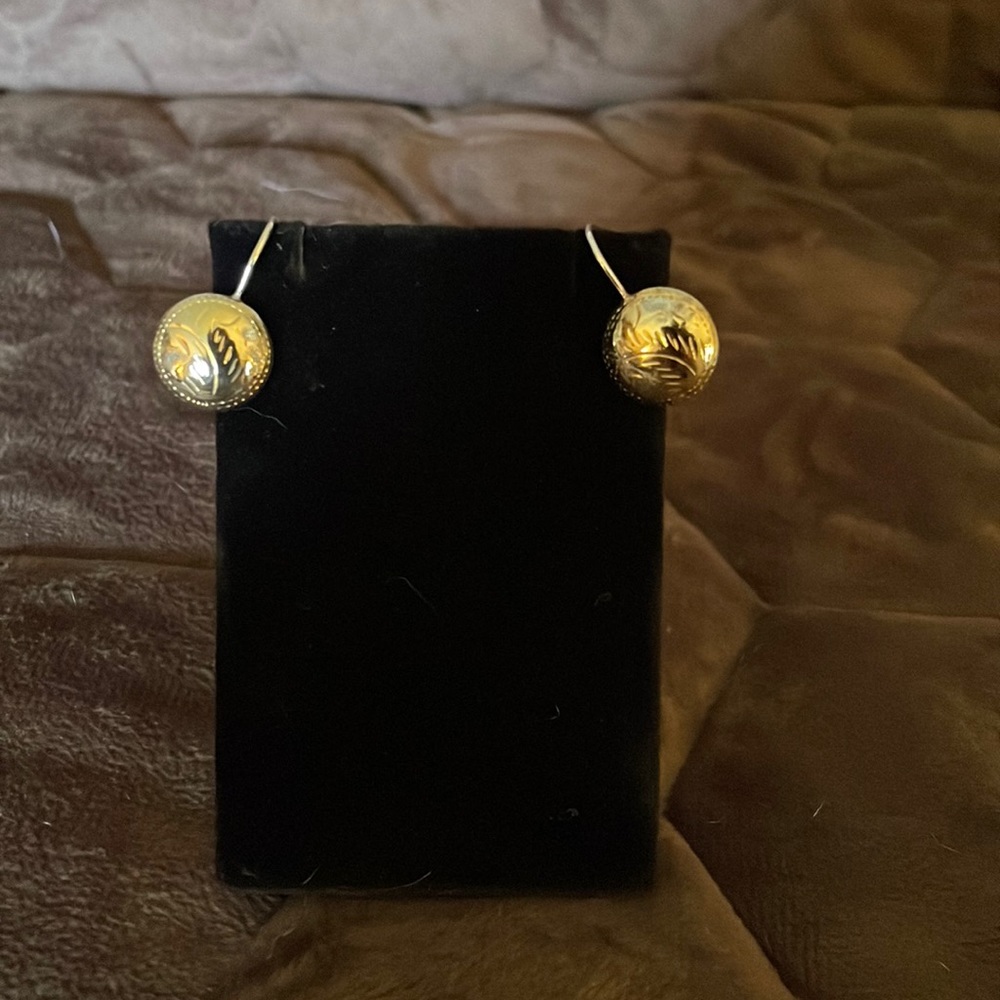 Two tone silver lever back earrings